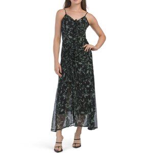 SECRET MISSION Green Floral Silk Blend Nirai Maxi Dress